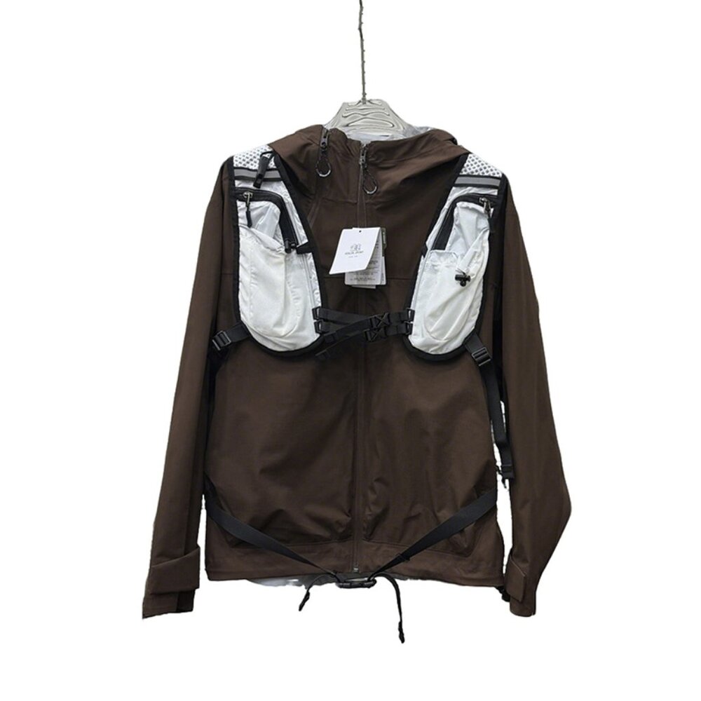 Brown Oblique Zipper Hooded Jacket Kolon Sport